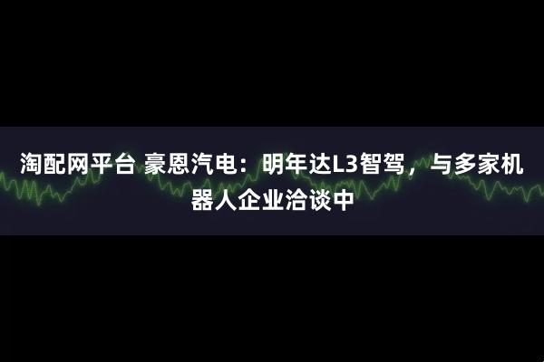 淘配网平台 豪恩汽电：明年达L3智驾，与多家机器人企业洽谈中